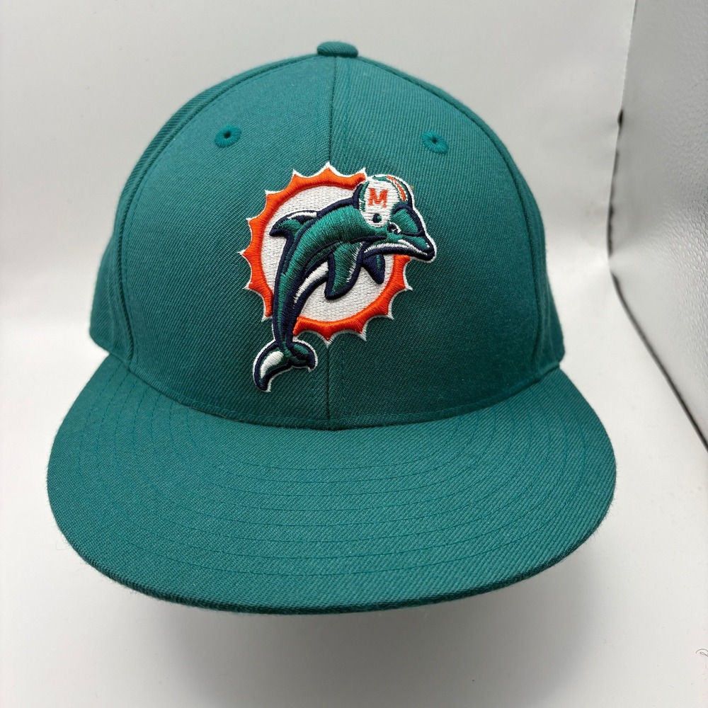 Vintage Logo Reebok NFL Miami Dolphins Baseball Cap Teal Fitted Adult Size‎ M